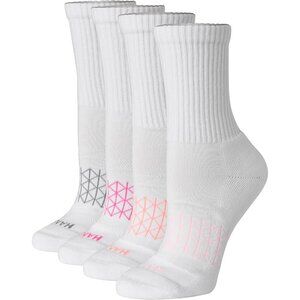 Women's White 4-pairs Cushioned Absolute Active Seamless Toe Crew Socks